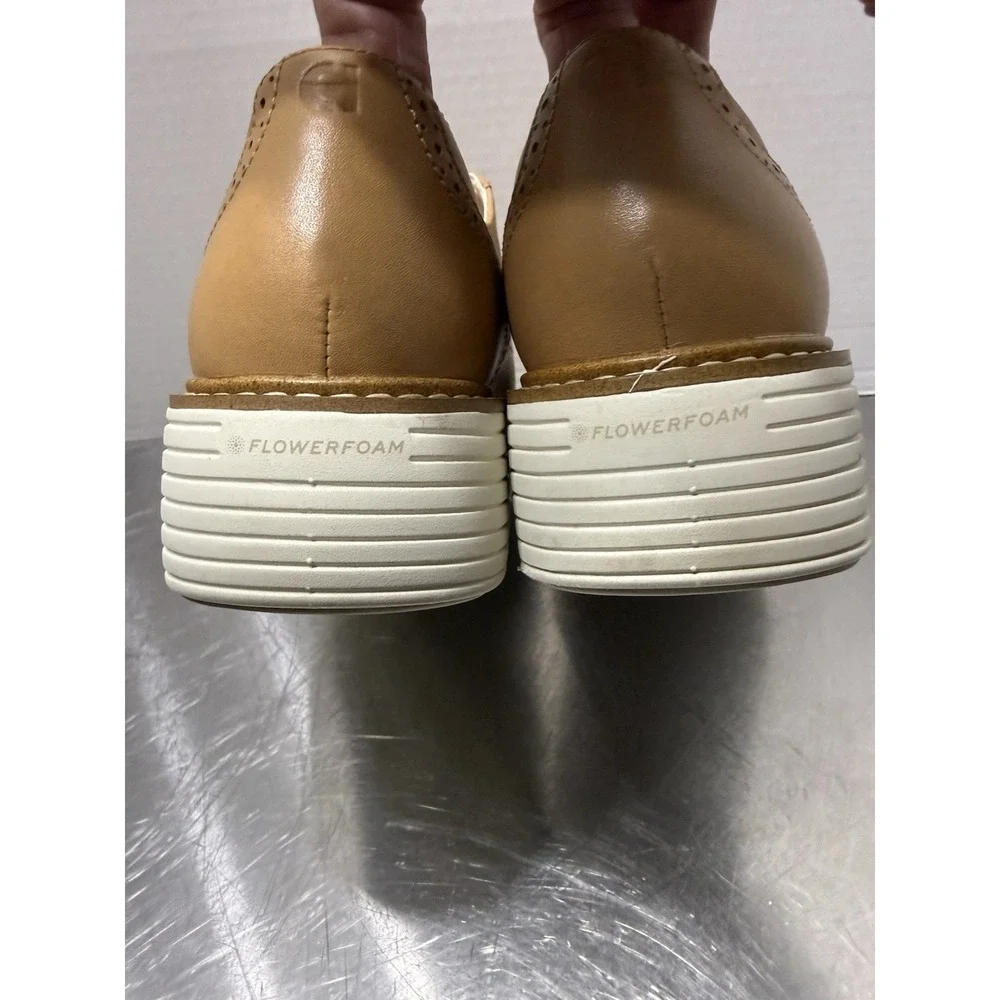 Cole Haan Grand.360 FlowerFoam Slip-On Platform Oxford Shoes Tan Leather 9B